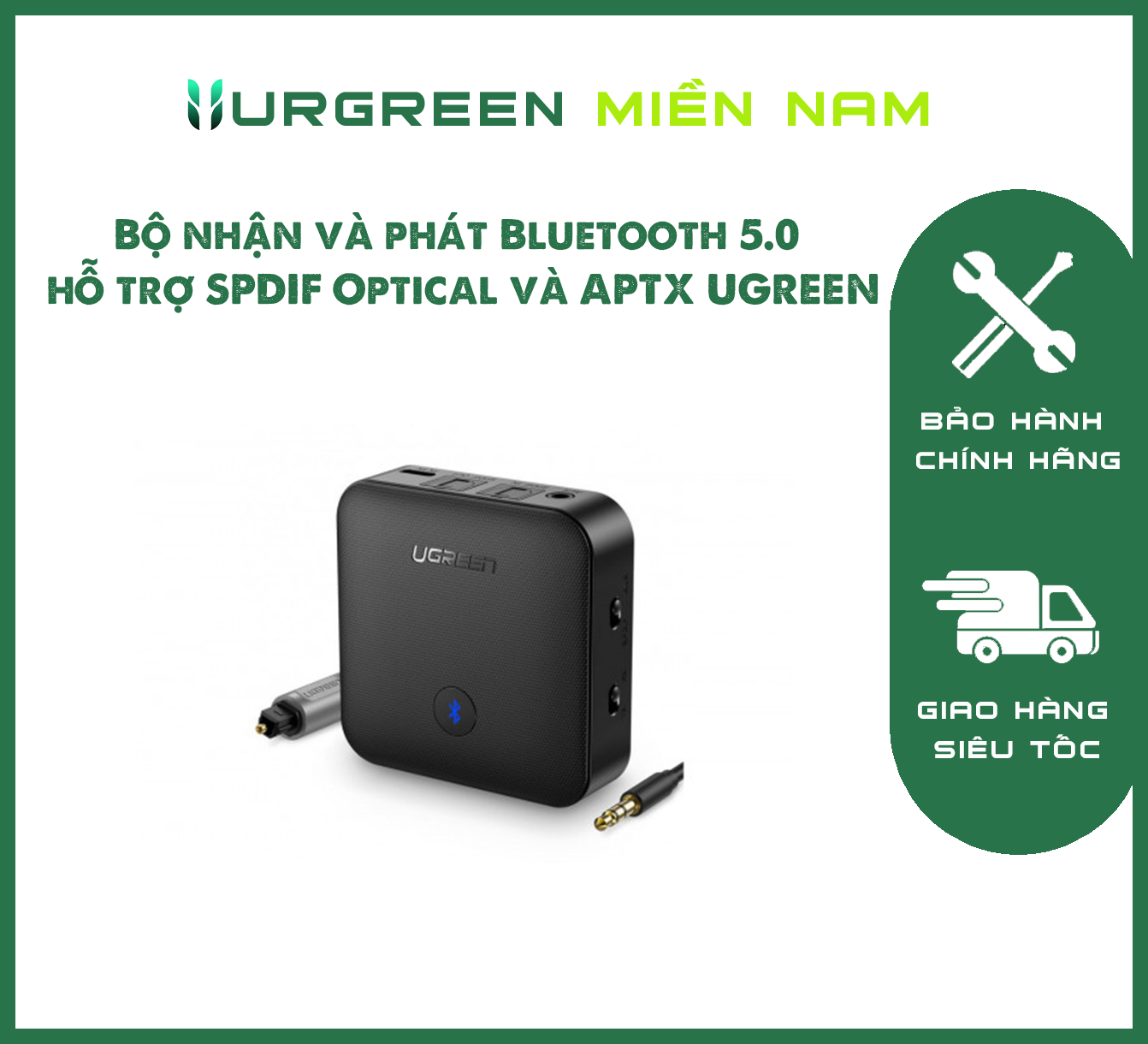 Bộ nhận và phát Bluetooth 5.0 hỗ trợ SPDIF Optical và APTX UGREEN 70158 Cao cấp